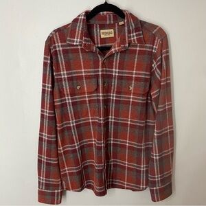 Redhead Men’s Size S Flannel Red Plaid Button Up Pockets Very Soft Comfy Stretch